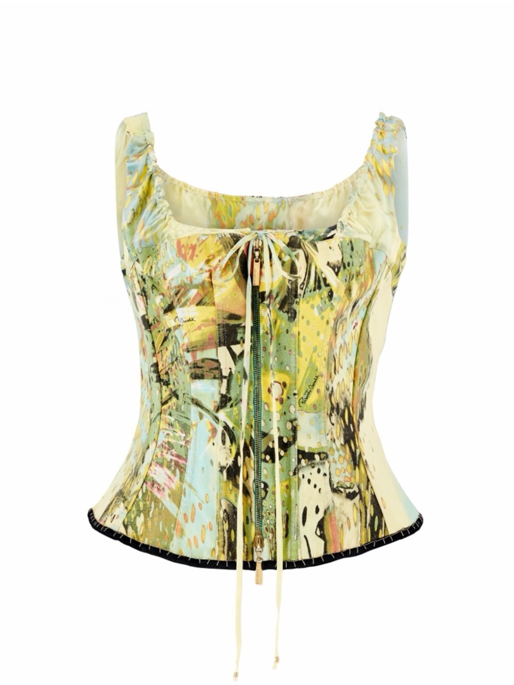 Roberto Cavalli S/S 2003 Corset Bustier Silk Lace Up Top